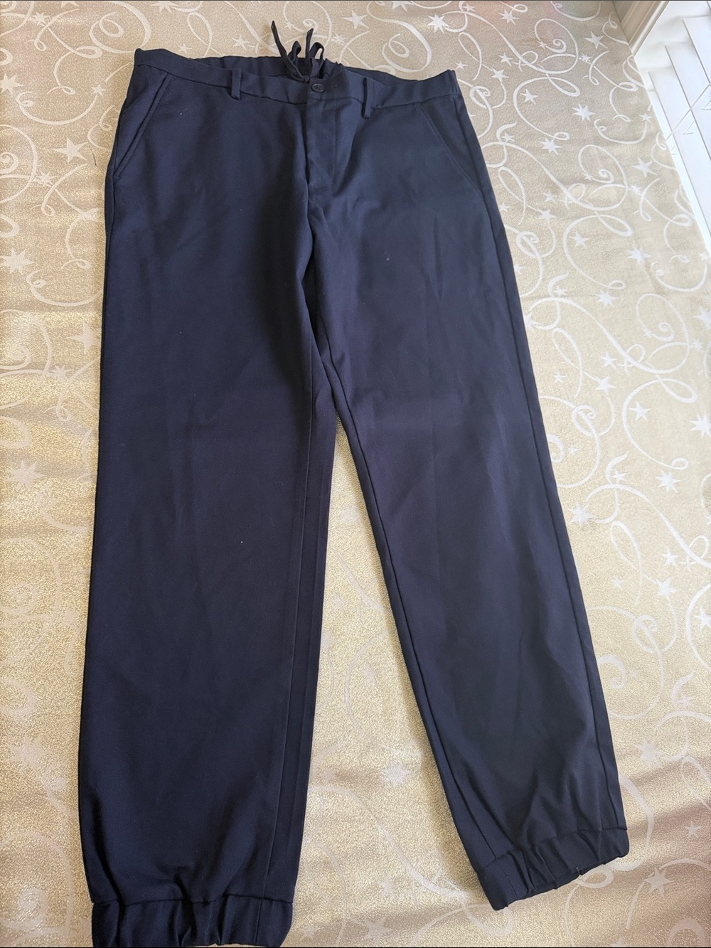 Uniqlo Men's Navy Drawstring Jogger Trousers Size L